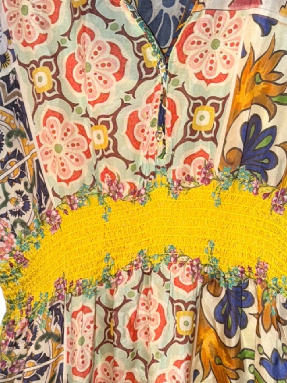 Johnny Was Like New Womens Maxi Dress with cinched yellow waist, so colorful💙 - Picture 8 of 15